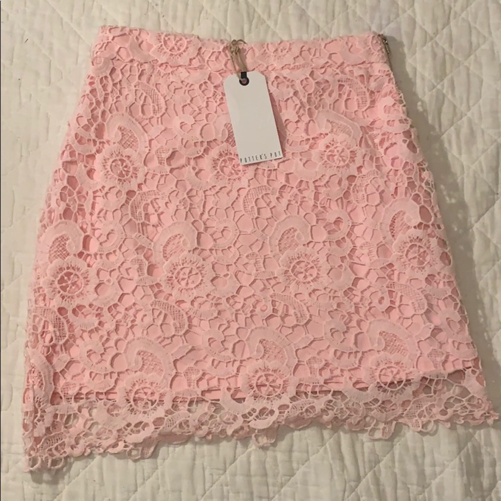 Pink Floral Lace Skirt